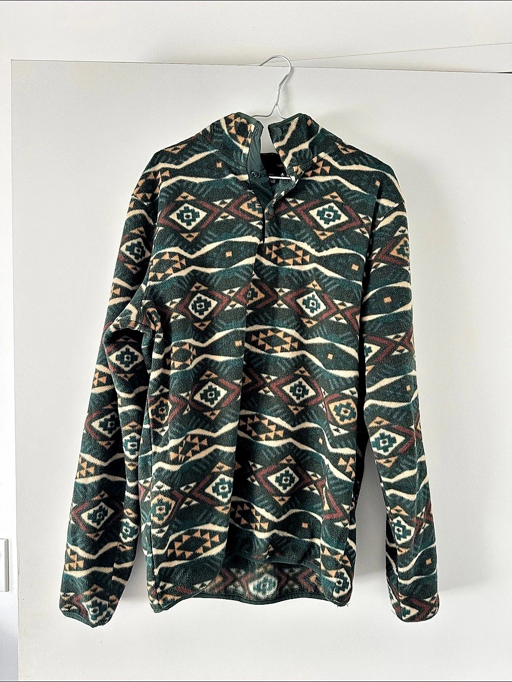 Vision Street Wear Geometric Fleece Jacket in Green & Black Size Large Like New